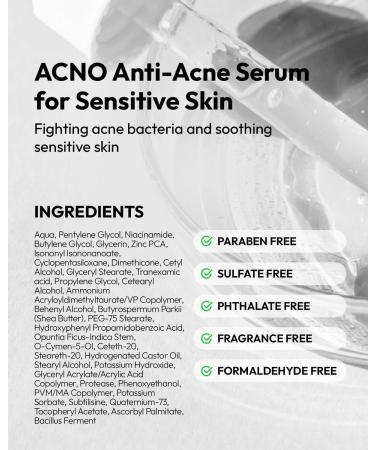 ACNO Anti-Acne Serum for Sensitive Skin - Gentle Blemish Treatment - Fragrance-Free & Non-Drying - 1 Fl Oz Acne Care - Buy Online on GoSupps.com