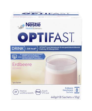 Optifast Diet Shake Strawberry for Losing weight |Protein -rich meal set with important vitamins and minerals |Quick prepared and delicious in taste |8 x 55g