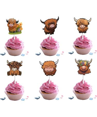 18pcs Highland Cow Cupcake Toppers for Boys Girls Adult Happy Birthday Glitter Western Rodeo Farm Party Decorations Supplies Glitter Highland Cow Cake Decorations - Buy Online on GoSupps.com