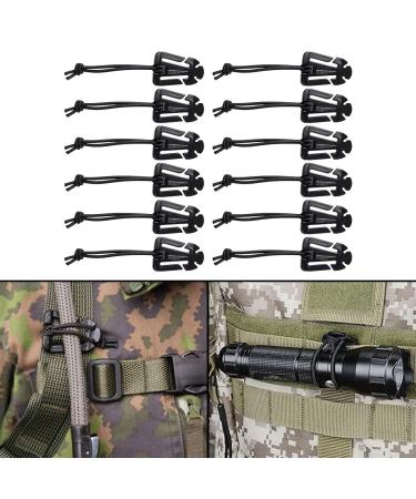 GearHill Molle Web Dominators with Elastic String Molle Accessories for Backpacks Webbing Clips Tactical Molle Attachments Black 12 Pieces