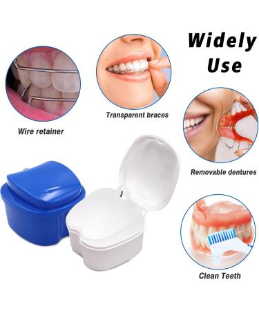Buy 2 Dental Prosthesis Cases with Cleaning Brushes | Storage & Bathing Container Set (Blue & White) - International Shipping Available - Buy Online on GoSupps.com