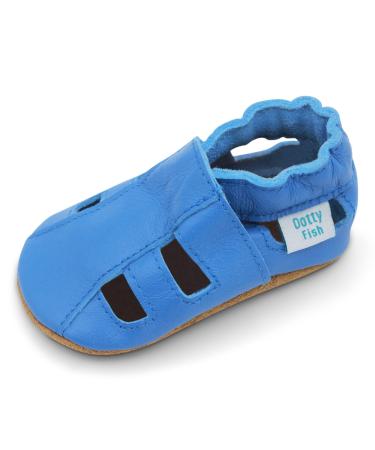 Dotty Fish Soft Leather Baby Shoes with Suede Soles. Toddler Sandals. Non-slip. 0-6 Months to 3-4 Years 2-3 Years Sky Blue