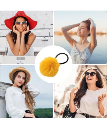 Hair Rope for Girls | Women's Pompom Colorful Hair Ties | Fashion Hair Rope Furry Ball Hair Ties for Daughter Sister Friends Wife Family turmeric - Buy Online on GoSupps.com