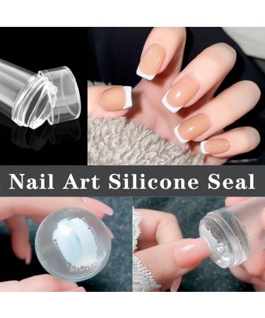Double Sided Silicone Nail Stamper Set | 4 PCS Nail Art Stamper with Scraper | Clear Visible Jelly Stamper for DIY Manicure Nails - Buy Online on GoSupps.com