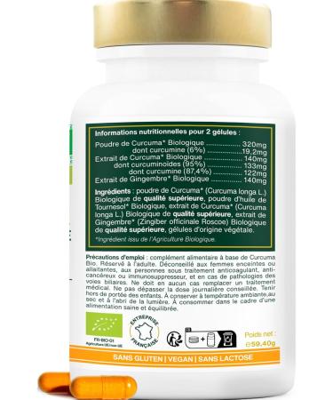 High Concentration Organic Turmeric | With Organic Ginger | High Absorption Curcumin | Piperine Free | Seals | 120 Capsules | Top Quality - Buy Online on GoSupps.com