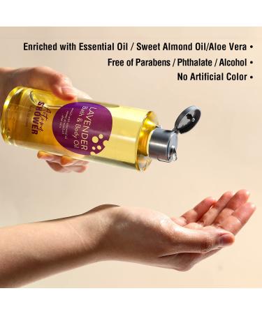 Shower Oil - Lavender Bath and Body Oil Gift Set for Dry Skin with Coconut Oil, Almond Oil, Shea Butter - 8.8 fl oz - Christmas Gifts - Buy Online on GoSupps.com