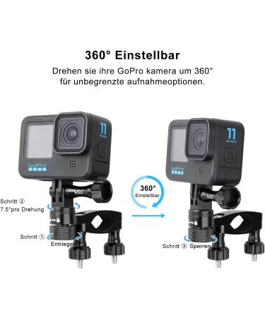 Buy HSU Aluminum Bicycle Handlebar Holder for GoPro Hero 12/11/10/8/7/6/5/4/3 & Action Cameras - 360 Rotary Mountainbike Rack - Black - Buy Online on GoSupps.com