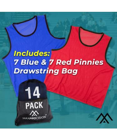 MaxProcision Bulk 14 Pack Blue and Red - Breathable Mesh Team Pinnies for Big Kids & Youth - Great for Basketball Jerseys Soccer Practice Football Pennies & Sports Teams Soccer Scrimmage Youth (14 Pack) Single Side (7 Blue/7 Red) - Buy Online on GoSupps.com