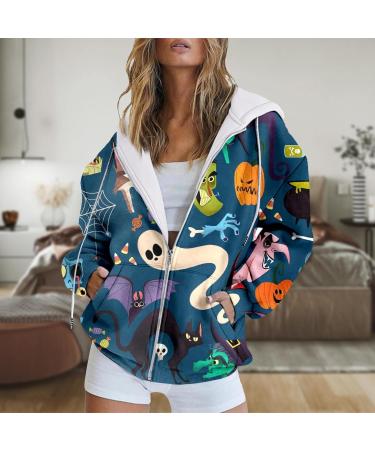 Halloween Costumes Bat Hooded Sweatshirt Long Sleeve Pocket Zipper Sport Coat Loose Women's Hooded Sweatshirt X-Small Green - Buy Online on GoSupps.com