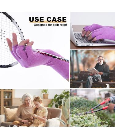 Racvofy Fingerless Arthritis Gloves - Purple Small (1 Pair) | Compression Relief for Arthritis, Rheumatoid, Tendonitis, Carpal Tunnel | Ideal for Daily Work and Computer Typing - Buy Online on GoSupps.com
