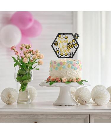 Tenhaisi Sweet as Can Bee Cake Topper - Bumblebee Theme Birthday/Baby Shower/Gender Reveal/Engagement/Wedding Party Cake Decors Photo Booth Props - Gold&Black Glitter Cake Topper - Buy Online on GoSupps.com