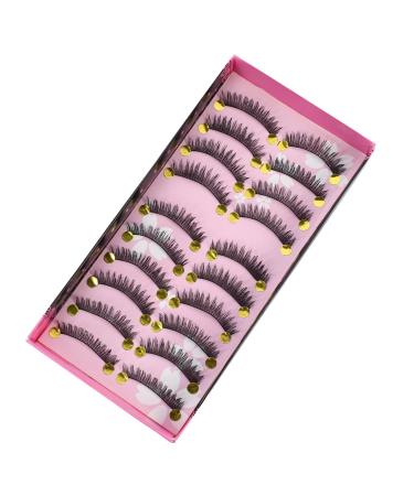 Beavorty 10 Pairs Fake eyelashes Artificial Fiber Eyelashes False Lashes Makeup Eyelashes Faux Lashes Long Eyelashes Natural Eyelashes Ladies Girls Women Lashes Miss False Eyelashes dense