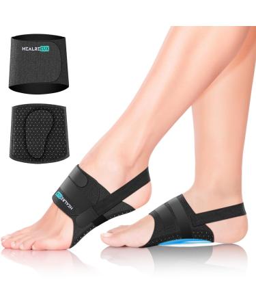 Arch Support Inserts Braces for Plantar Fasciitis Relief Upgraded Arch Support Compression Bands Orthotics Arch Sleeves with Gel Pad for Feet Flat Fallen & High Arches Foot Arch Support One Size