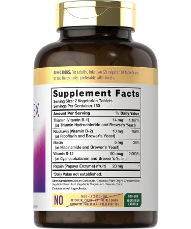 Carlyle B Complex Vitamin with B12 300 Tablets - High Potency Vegetarian Supplement - Buy Online on GoSupps.com