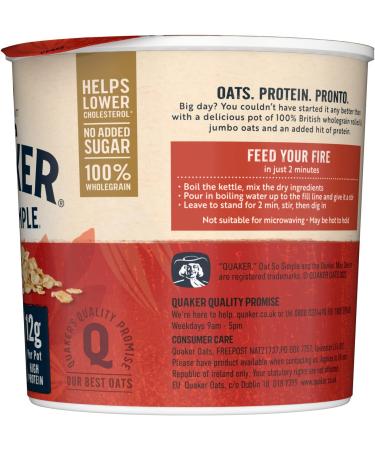 Quaker Oat Protein Original Porridge Pots 6 x 49g - High-Protein Breakfast Instant Oats - Buy Online on GoSupps.com