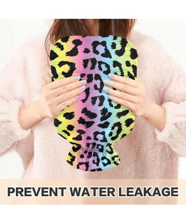 Hot Water Bottle 2L with Leopard Cover - Rainbow Colors for Pain Relief & Warmth - Buy Online on GoSupps.com