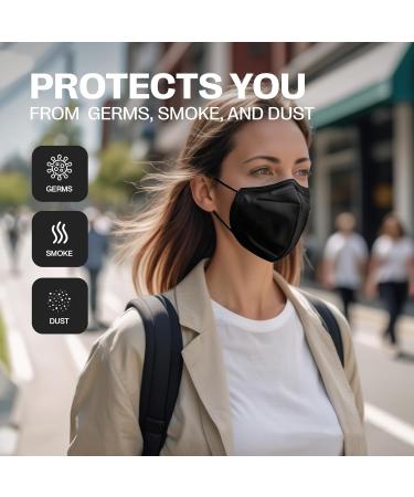 SURESAFE 20 Pack Black Mask - 5 Ply Face Mask Masks Disposable for Adult With Adjustable Ear Loops & Nose Bridge Dust Mask - Buy Online on GoSupps.com