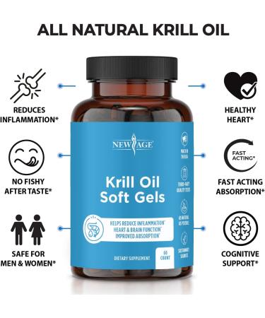 Antarctic Krill Oil 1000mg 2 Pack - Omega 3 6 9 with Astaxanthin - EPA DHA - Pure & Mercury Free - Non GMO - Gluten Free - by New Age - Buy Online on GoSupps.com