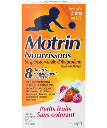 Motrin Infants' Ibuprofen Oral Suspension Concentrated Drops Dye Free Berry Flavour 40 mg/ml 30 mL - Buy Online on GoSupps.com