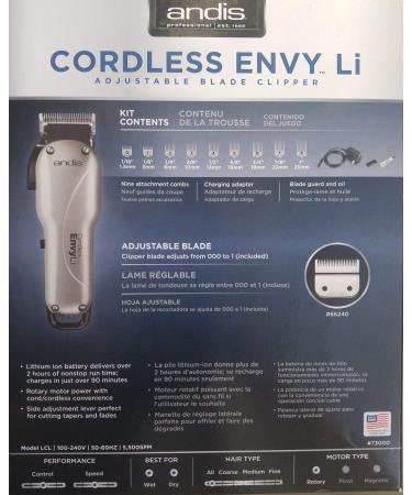 Andis 73000 Envy Li Cordless Clipper - Rechargeable Hair Trimmer - Buy Online on GoSupps.com