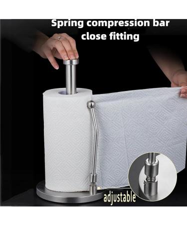 Paper Towel Holder Countertop Free Standing Toilet Paper Holder Stand with Non Slip Base Spring Arm Fit Most Size Paper Roll Stretched Freely for Bathroom Kitchen - Buy Online on GoSupps.com
