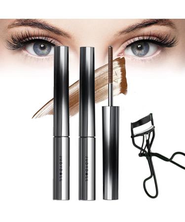 Judy Doll Mascara Judydoll Mascara Judydoll - 3D Curling Eyelash Iron Mascara Judy Doll Iron Brush Mascara Waterproof Natural Thickening Lengthening Long Lasting Bristleless Mascara (2PCS Brown)