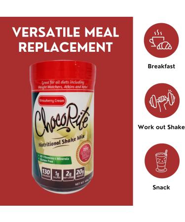ChocoRite - Protein Shake Mix - Strawberry Cream - 12 Servings - High Protein 20g - Buy Online on GoSupps.com