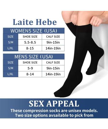 Laite Hebe Compression Socks - 4 Pairs for Women & Men - Best Support for Nurses, Running & Athletic - Black/White/Grey/Navy - Small/Medium - Buy Online on GoSupps.com