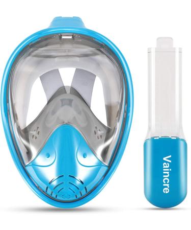Vaincre 180 Full Face Snorkel Mask - Panoramic View, Anti-Fog, Anti-Leak - Sky Blue Large/Extra Large - Buy Online on GoSupps.com