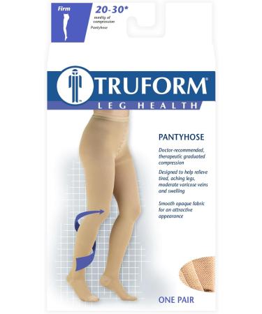 Truform 20-30 mmHg Compression Pantyhose for Women - Support Tights in Beige Petite Size - International Shipping Available - Buy Online on GoSupps.com