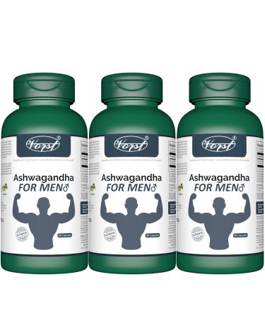 VORST Ashwagandha Supplement for Men 3 x 90 Capsules | Powder Pills | 3 Bottles 270 count (Pack of 1)
