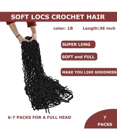 7 Packs 36 inch Goddess Locs Faux Crochet Hair for Black Women - Pre-looped Long New Locs Curly Braiding Extension - Natural Black 1B (Pack of 7) - Buy Online on GoSupps.com