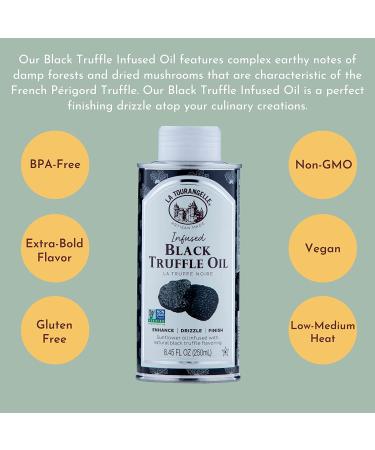 La Tourangelle Black Truffle Oil - 8.45 fl oz - Complex Gourmet Earthy Flavor for Pasta, Popcorn, Vegetables & More - Buy Online on GoSupps.com