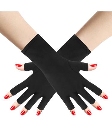 Ouligay UV Gloves for Gel Nails Manicure Gloves Nail Tech Gloves Uv Nail Gloves Heat Protection Gloves for Home Outdoor(Black)
