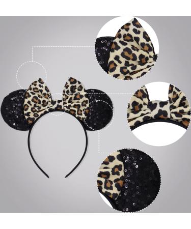 LIHELEI Minnie Mouse Ears Headband with Leopard Bows - Halloween Party Decoration Headbands for Women and Girls - 3 Pack - Buy Online on GoSupps.com