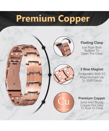 Jeracol 99.99% Solid Copper Magnetic Bracelet for Men | 3X Ultra Strength Magnets | Adjustable Size | Gift Box Included - Buy Online on GoSupps.com