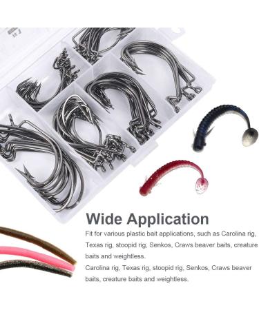 UCEC Fishing Hooks 100pcsbox Offset Wide Gap 2X Strong Worm Hooks for Bass Trout - Sizes 1-50 - Buy Online on GoSupps.com