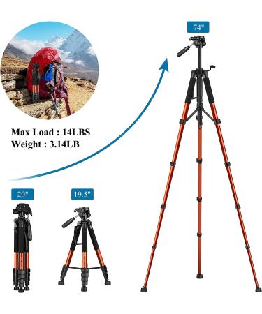 VICTIV 74 Camera Tripod - Lightweight Travel Stand for iPhone, Canon, Nikon - Aluminum DSLR/SLR Professional Tripod with Carry Bag - Buy Online on GoSupps.com