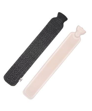 HomeTop Premium 2.25 Liters Rubber Hot Water Bottle w/Soft Bling Threads Knit Cover (Dark Gray) Dark Gray 2.25 Liters