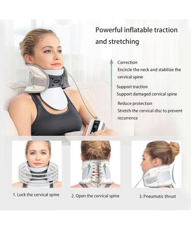 Cervical Neck Traction Device Adjustable Inflatable Neck Stretcher Collar Soft Cervical Support Relief for Stiffness Neck Pain Neck Curve Restorer 44cm - Buy Online on GoSupps.com
