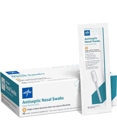 Medline Antiseptic Nasal Swabs - 62% Ethyl Alcohol, Pleasant Kiwi Scent (10 Count) - Buy Online on GoSupps.com
