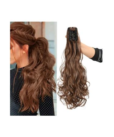 Ponytail Extension Claw Clip In Wavy Ponytail Extensions Synthetic Fiber Ponytail Hair Piece 22 Inch Long Wavy Curly Claw Clip Ponytail Extensions for Women Girls Ponytail Hairpiece for Women (Color 22inches SH88-8