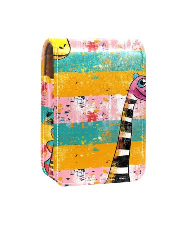 Travel Lipstick Organizer Case Lipstick Case Portable Makeup Bag With Mirror Cartoon Dinosaur Rainbow Stripe D826y9dpfu