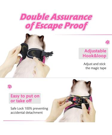 Cat Harness and Lead for Walking Escape Proof Adjustable Kitten Harness and Lead Set with Reflective Strip Soft Mesh Kitten Vest Harness for Outdoor Comfort Fit Easy to Control XS Pink - Buy Online on GoSupps.com