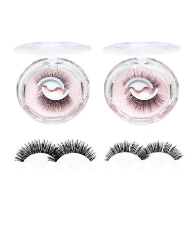 Reusable Self-Adhesive Waterproof Eyelashes - Natural & Bushier - 2 Pairs with Portable Boxes - Perfect Valentine Gift for Women Girls - Buy Online on GoSupps.com