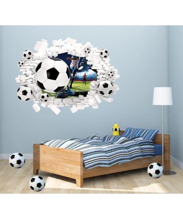 Large 3D Football Wall Sticker- Boys Bedroom Decor | Football Player Decal for Nursery | Soccer Wall Art for Kids Room - Buy Online on GoSupps.com