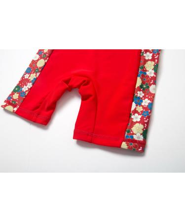 BONVERANO Baby Girls Sunsuit/Swimsuit UPF 50+ Sun Protection One-Piece with Sun Hat - Flowers Red | 18 Months - Buy Online on GoSupps.com