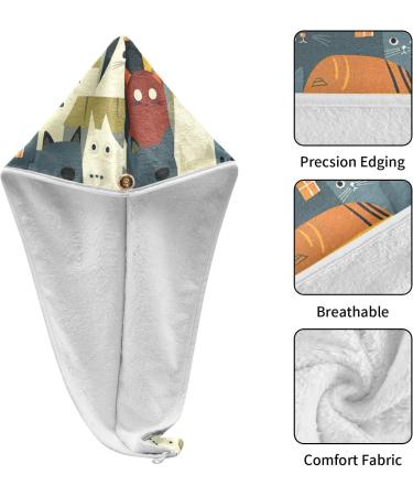 Shop Colored Cats House Hair Towels - 2 Pack Super Absorbent Quick Dry Turbans for Women & Girls - Buy Online on GoSupps.com