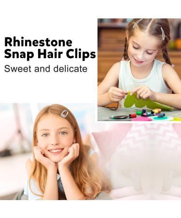 Crystal Rhinestone Snap Hair Clips - 16 Pieces Silver Hair Barrettes for Women & Girls - Bridal Wedding Hairpins - Buy Online on GoSupps.com