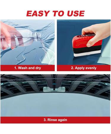 MYNOCK Gelmalls Glass Cleaner Automotive Oil Film Cleaning Brush Car Oil-Repellent Film For Car Windows Glass Glossy Cleaner Improves Clarity and Visibility (3 red) Red 3 - Buy Online on GoSupps.com
